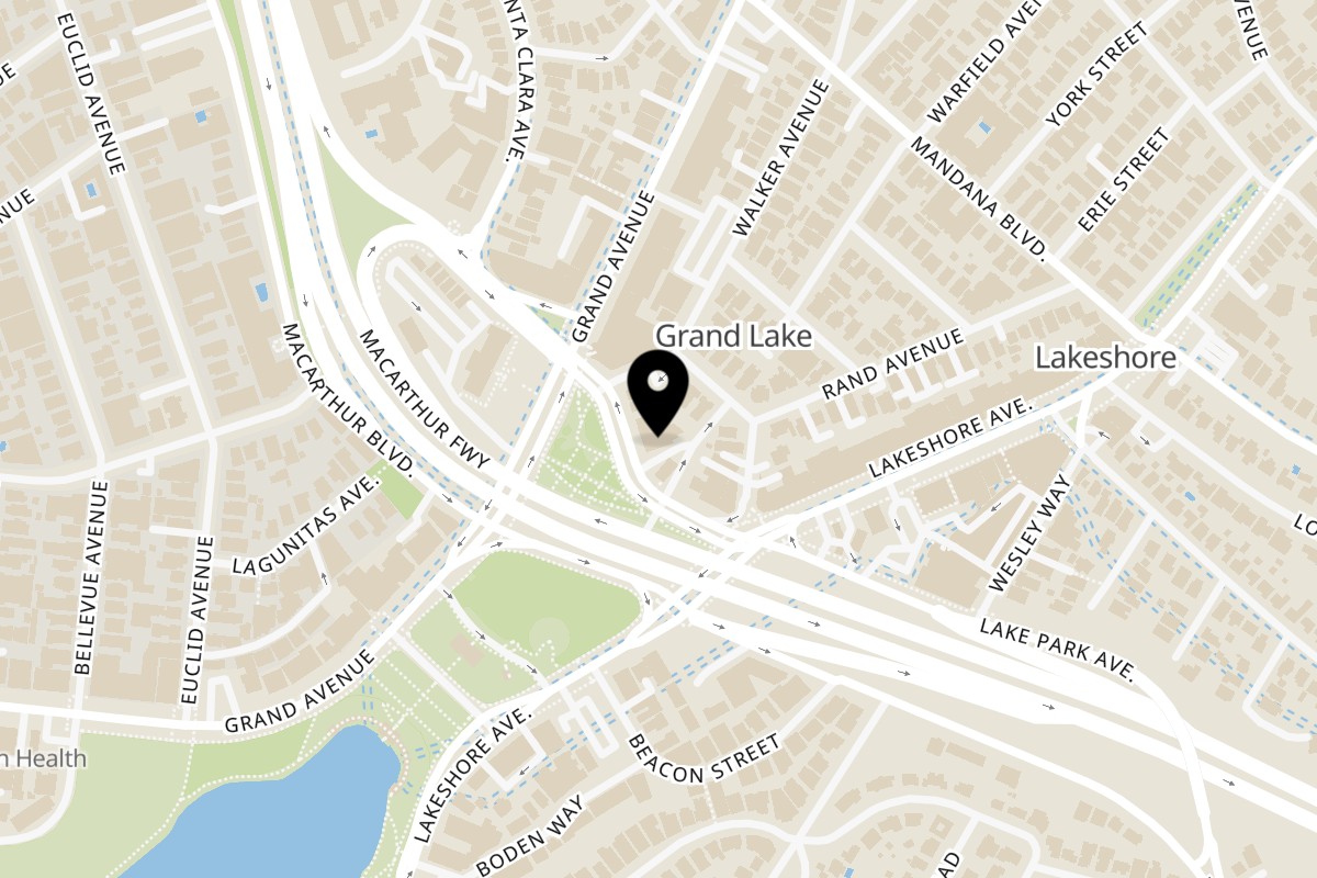 Map showing the location of Vegan Mob - Vegan BBQ and Soul Food on 496 Lake Park Ave in Oakland